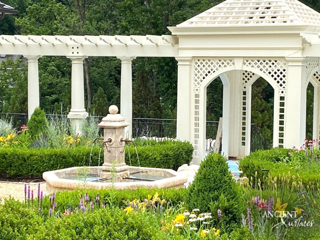 Oolitic Limestone, Fountain, Ancient Surfaces, Outdoor Design, Craftsmanship, Artisan-Crafted, Stunning Visuals, Aesthetic Value, outdoor, green backyard, garden.
Ancient Surfaces