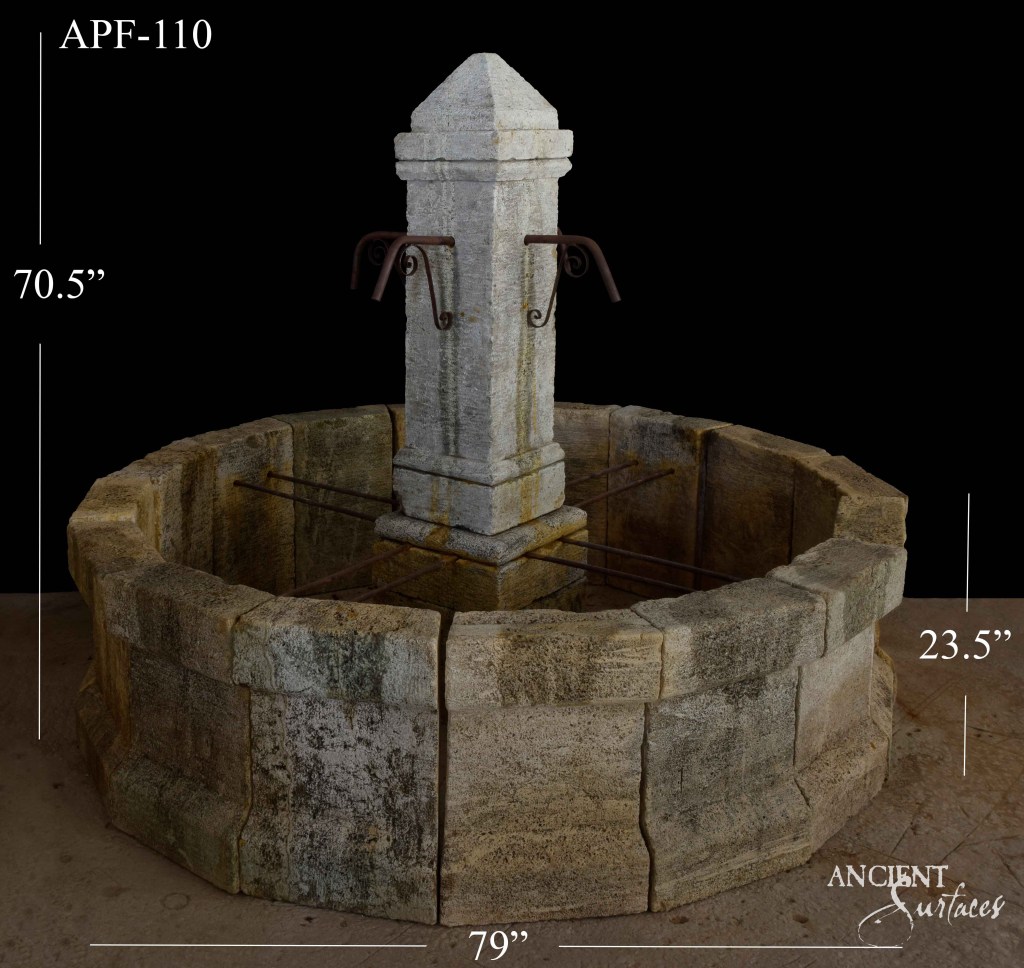 Limestone pool fountain
Stone fountain
Ancient Surfaces
Reclaimed pool fountain
Old world limestone fountain