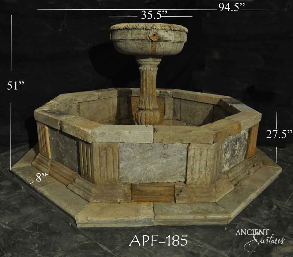 Limestone pool fountain
Stone fountain
Ancient Surfaces
Reclaimed pool fountain
Old world limestone fountain