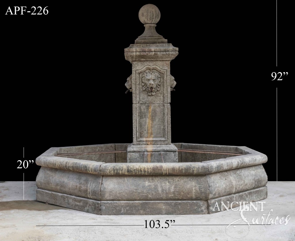 Reclaimed Limestone Pool Fountains
Ancient Surfaces
Antique Stone Water Features
Historic Limestone Fountains
Old-World Garden Decor
Hand-Carved Limestone Fountain
Sustainable Limestone Water Features
Mediterranean-Style Pool Fountain
Timeless Limestone Garden Design
Luxury Outdoor Fountains
Aged Limestone Pool Decor
Octagonal Limestone Basins
Rustic Limestone Water Spouts
Unique Reclaimed Stone Fountains
Reclaimed Ancient Limestone