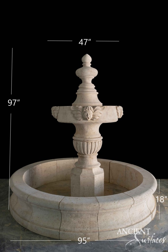 Reclaimed limestone fountains
Ancient Surfaces fountain collection
Antique limestone water features
Hand-carved limestone fountains
Julianne Vela limestone fountain
Dwyer Triple reclaimed fountain
Octagonal limestone courtyard fountain
Historic limestone garden fountains
Old-world limestone water features
Timeless limestone architectural accents
Patina limestone outdoor fountains
Mediterranean reclaimed limestone fountains
Authentic limestone fountain craftsmanship