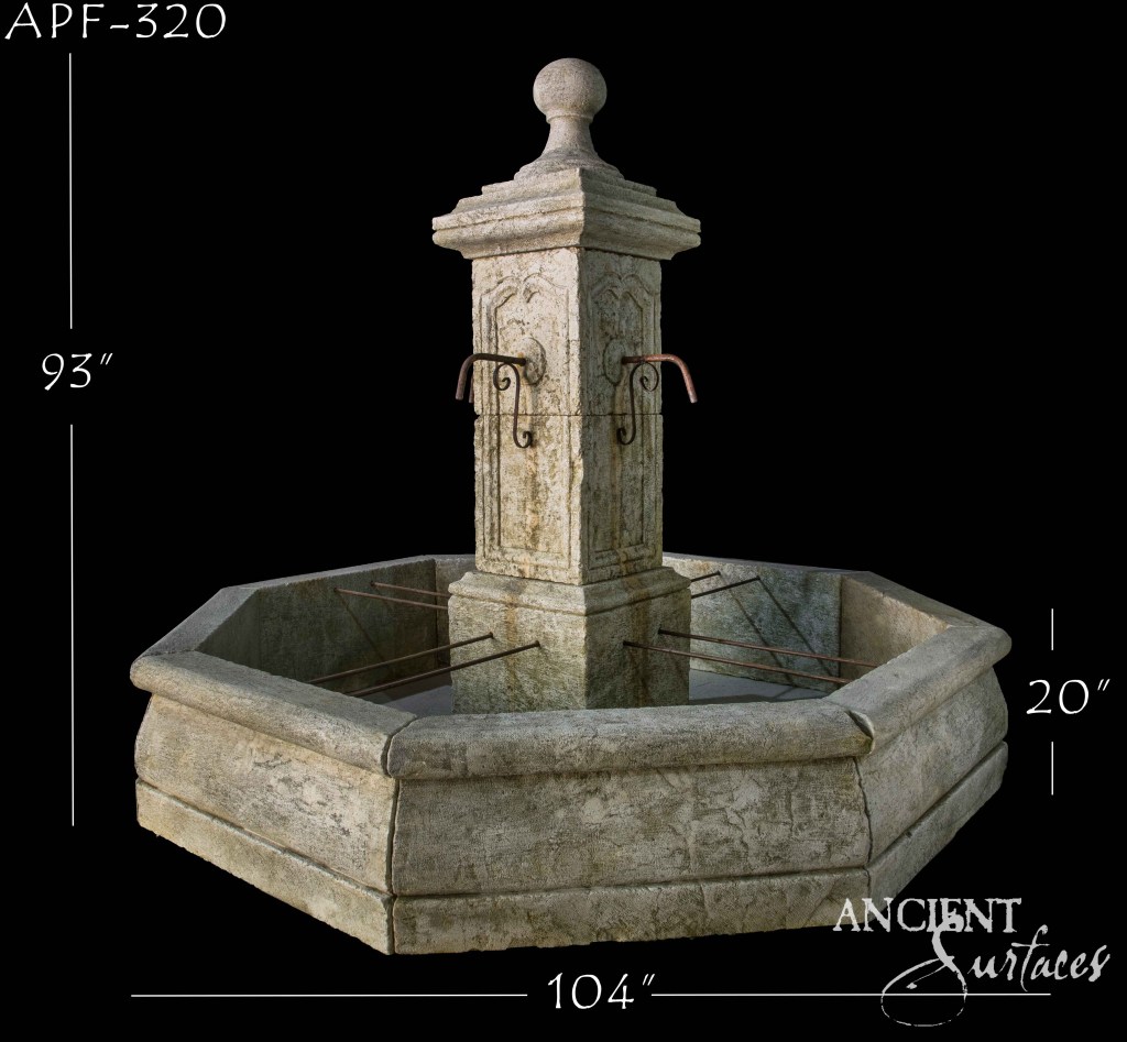Antique limestone fountains
Reclaimed limestone garden fountains
Ancient Surfaces stone fountains
Historic estate water features
Mediterranean courtyard fountains
Antique limestone outdoor design
Octagonal limestone fountain
Neoclassical reclaimed stone fountain
Large antique limestone centerpiece
Two-tier reclaimed stone fountain
Hand-carved limestone water feature
Timeless garden focal points
Aged limestone landscape elements
European reclaimed limestone fountains
Sustainable antique limestone craftsmanship