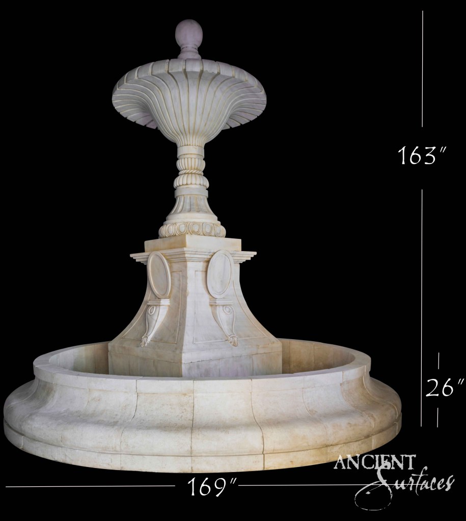 Antique limestone fountains
Reclaimed limestone garden fountains
Ancient Surfaces stone fountains
Historic estate water features
Mediterranean courtyard fountains
Antique limestone outdoor design
Octagonal limestone fountain
Neoclassical reclaimed stone fountain
Large antique limestone centerpiece
Two-tier reclaimed stone fountain
Hand-carved limestone water feature
Timeless garden focal points
Aged limestone landscape elements
European reclaimed limestone fountains
Sustainable antique limestone craftsmanship